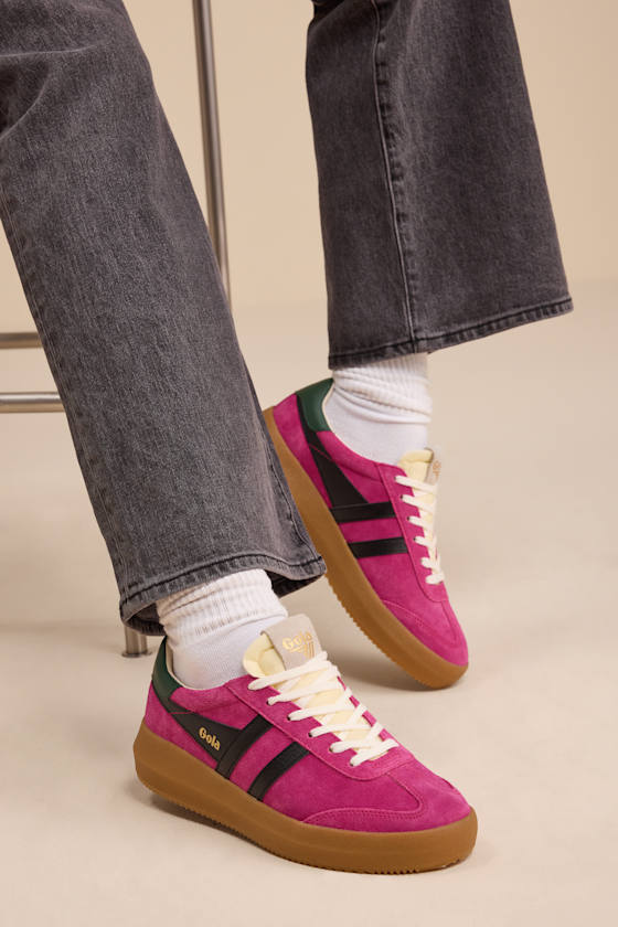 Gola Athena Fuchsia & Black - Suede Leather Sneakers - Sneakers - Image 3