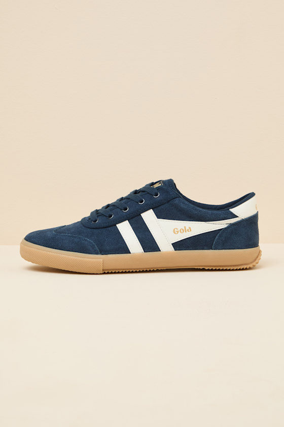 Badminton Navy Suede Lace-Up Sneakers 1