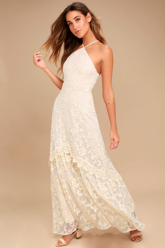 Aspyn Cream Crochet Lace Maxi Dress 2