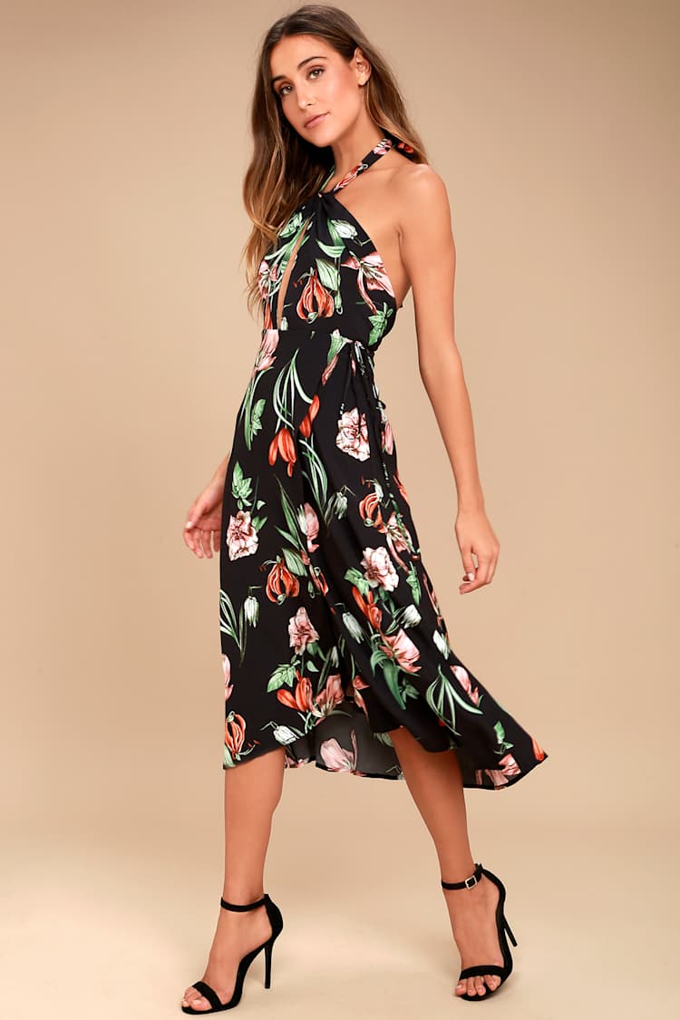 astr the label black floral dress ASTR The Label Suzy Dress | Wild Dove Boutique