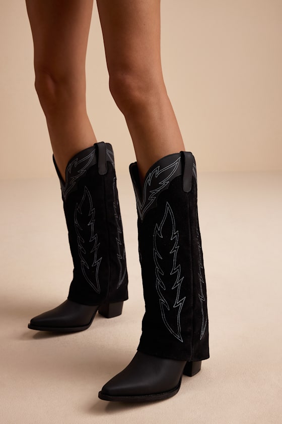 Dingo Wild Fire Black - Leather Western Boots - Fold-Over Boots