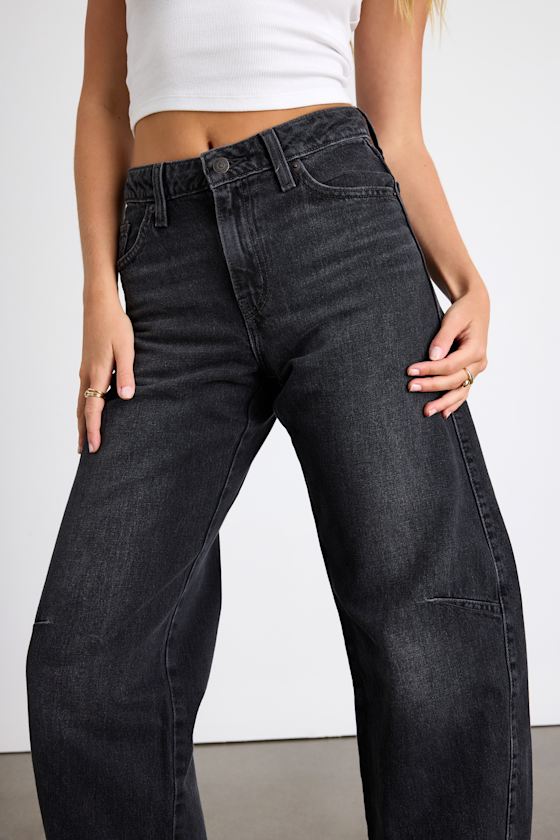 Levi's Baggy Dad Barrel - Washed Black Barrel Jeans - Black Jeans - Image 4