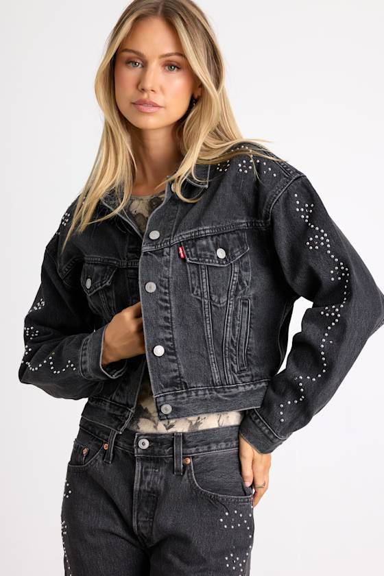 Levi's '90s Shrunken Trucker - Bejeweled Denim Jacket - Jacket - Lulus
