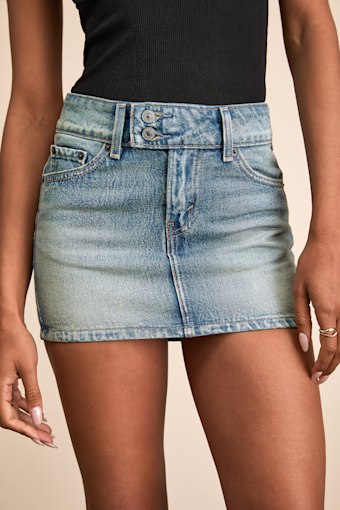 Superlow Medium Wash Low-Rise Mini Skirt 2
