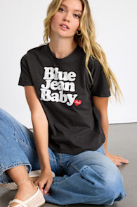 Blue Jean Baby Black Short Sleeve Cotton Graphic Tee 1