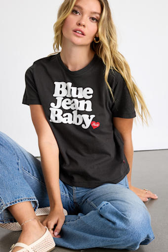 Blue Jean Baby Black Short Sleeve Cotton Graphic Tee 1