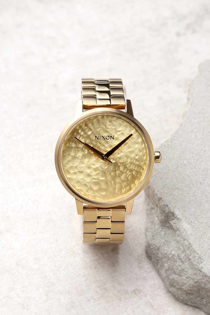 Womens Gold Nixon Watch Nixon Kensington Watch Hammered