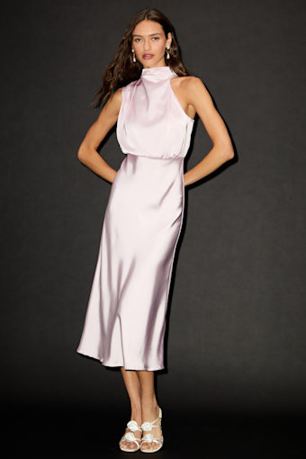 Distinctive Charm Light Pink Satin Asymmetrical Midi Dress 3