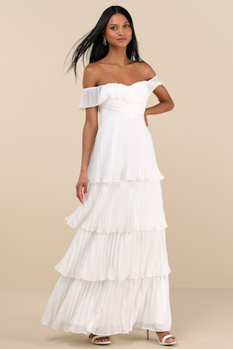Always Remarkable White Pleated Off-the-Shoulder Maxi Dress 7