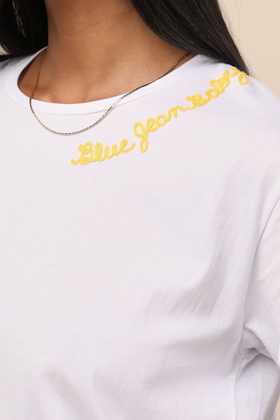 Blue Jean Baby White Cotton Short Sleeve Tee 1