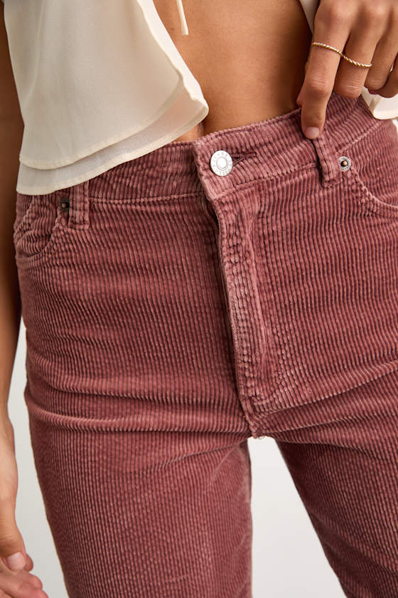 East Coast Dusty Rose Corduroy High-Rise Flare Pants 2