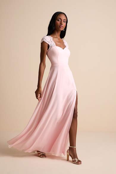 princess polly baby blue dress Azazie Brooke Blushing Pink Chiffon Bridesmaid Dresses main image 1