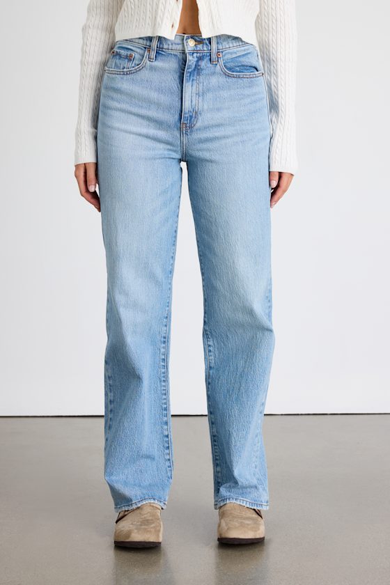 City Straight Light Wash Denim Straight Leg Jeans 2