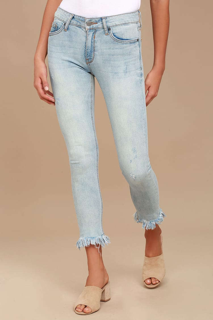 EVIDNT Hermosa - Frayed Hem Jeans - Wash - Lulus