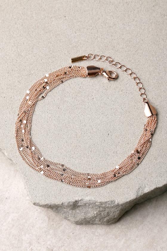 rose gold ankle bracelet with initial