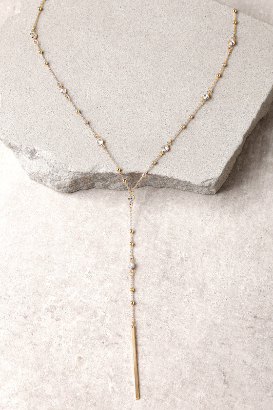 Celestial Dance Gold Rhinestone Drop Necklace 2