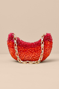 Nanami Red and Orange Ombre Beaded Chain Shoulder Bag 2