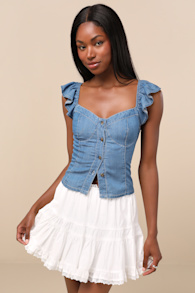 Suzette White Tiered Skater Mini Skirt 2