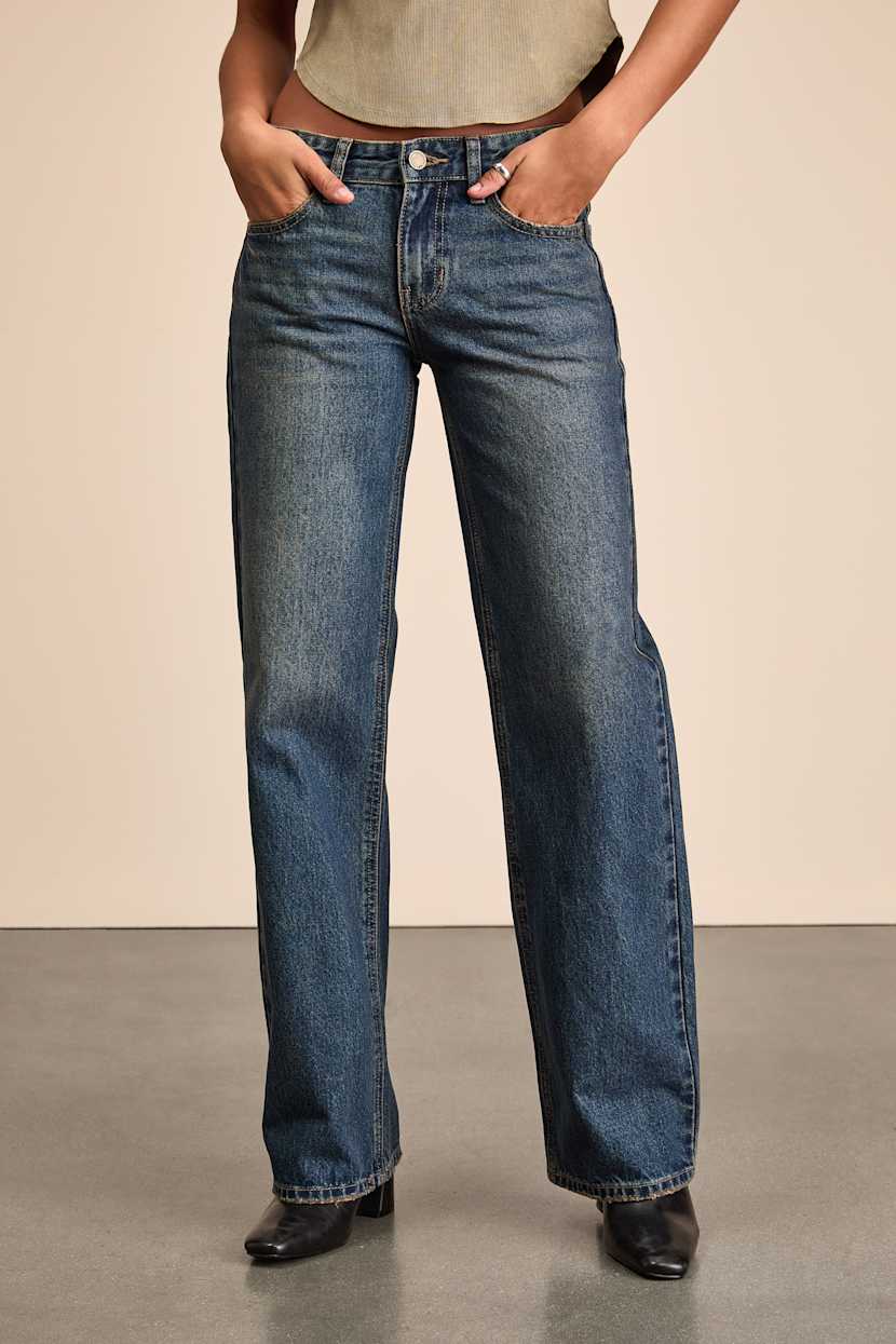 Sammy Dark Wash Low-Rise Straight Leg Jeans
