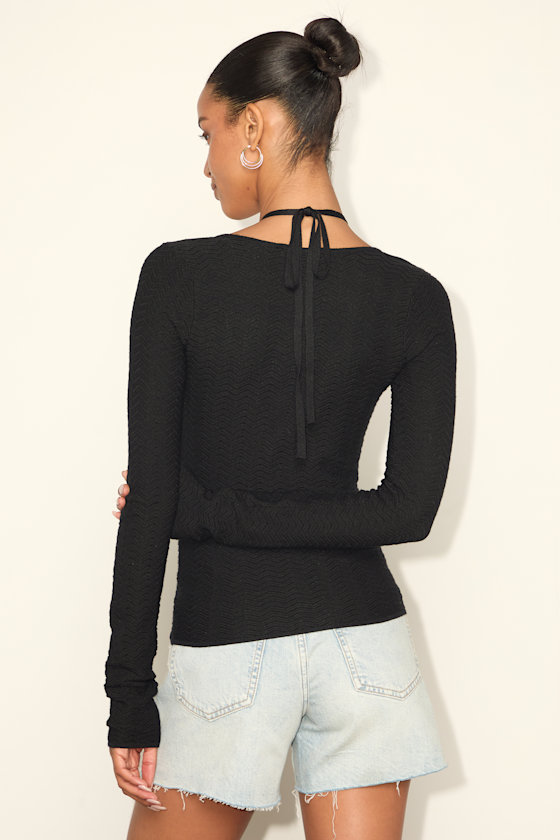 Brandy Black Long Sleeve Halter Sweater Top 2