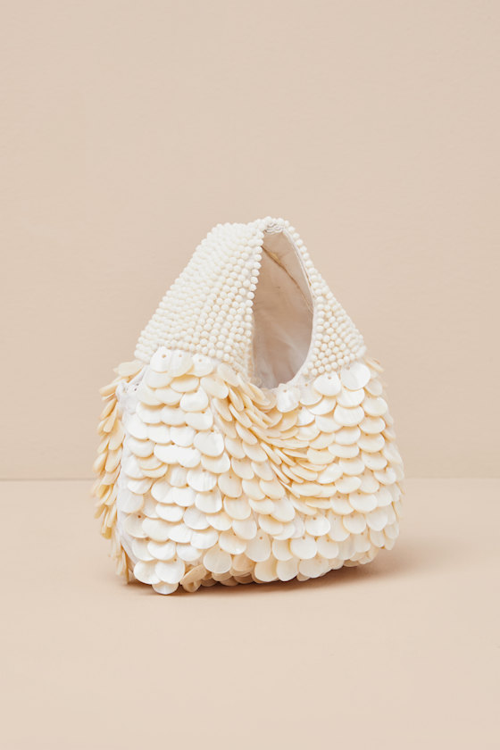 Alaiza Cream Beaded Shell Handbag - thumbnail 3