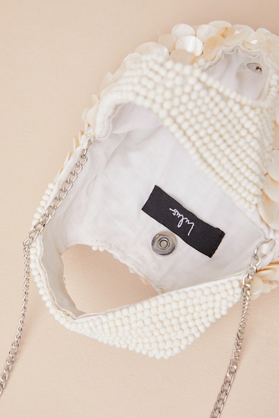 Alaiza Cream Beaded Shell Handbag - thumbnail 5