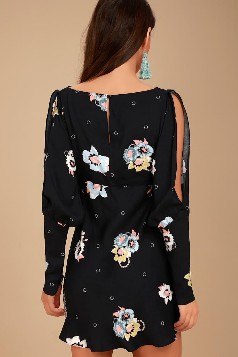 Free People Sunshadows Dress - Black Floral Print Dress - Lulus Free People Sunshadows Dress - Black Floral Print Dress - Lulus