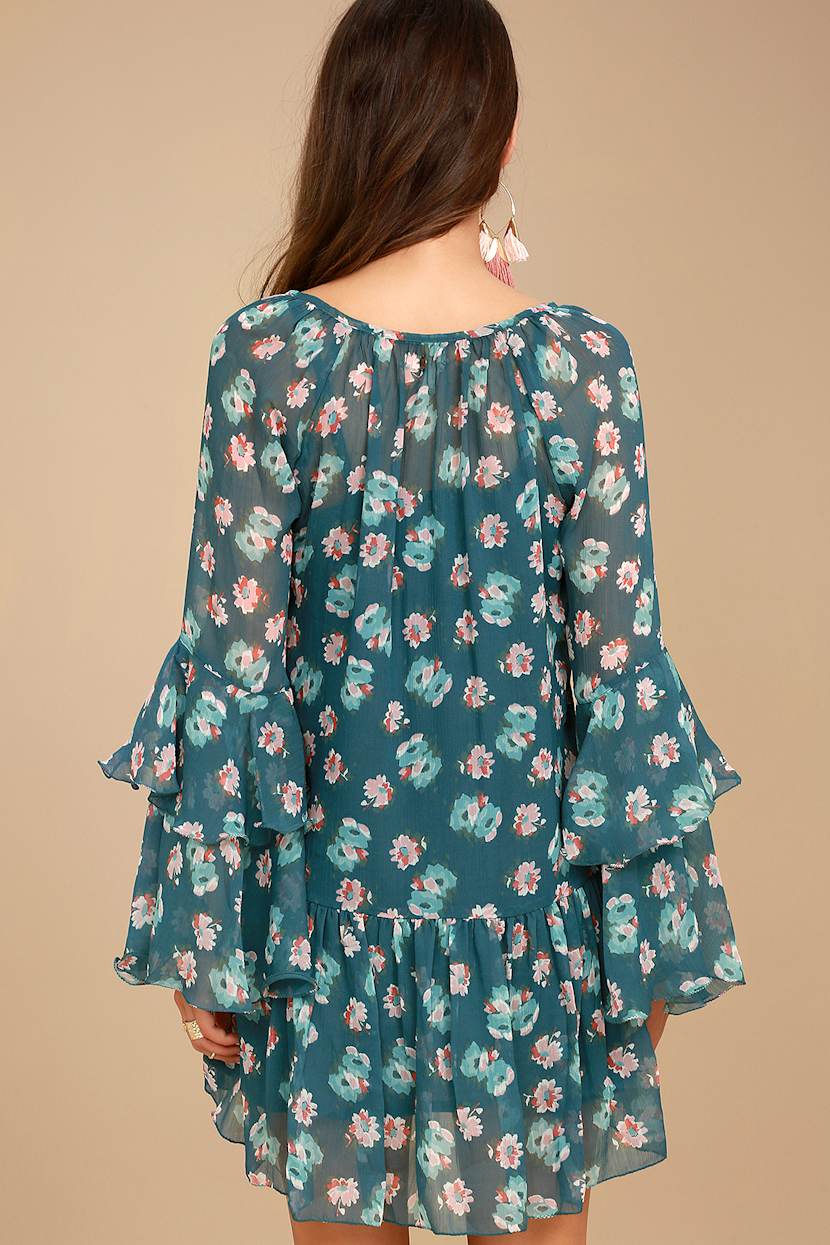 billabong blue floral dress Billabong Women's Palm Grove Midi Dress