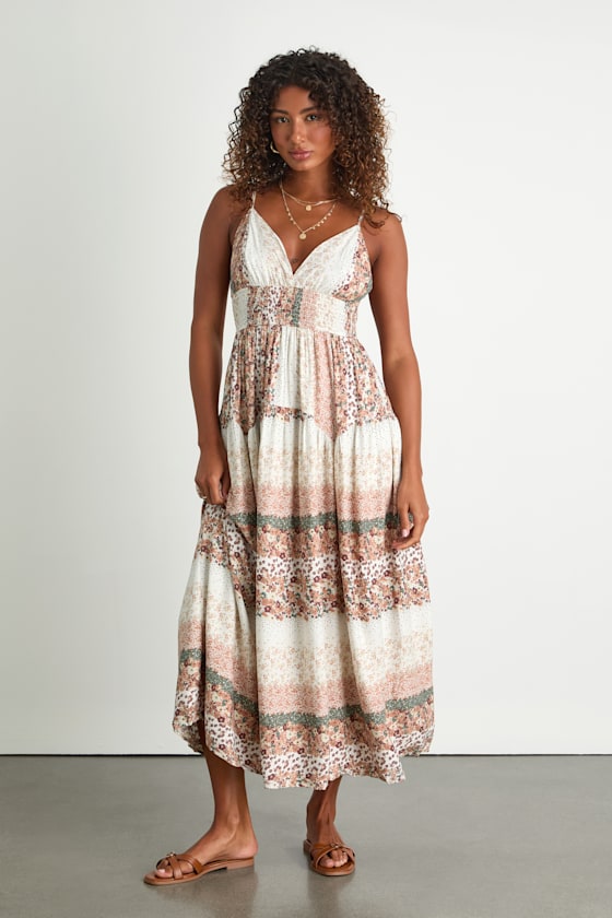 Aralline Ivory Boho Floral Sleeveless Maxi Dress Aralline Ivory Boho Floral Sleeveless Maxi Dress