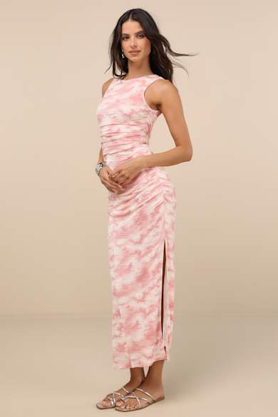 Iveta Fuchsia Cutout Ruffled Sleeveless Midi Dress