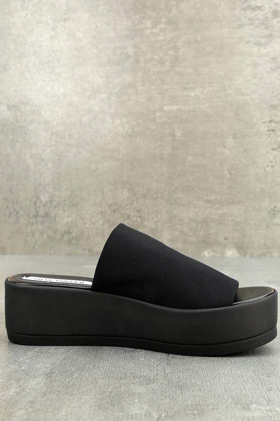 Steve Madden Slinky - '90s Slide Sandals - Black Platforms