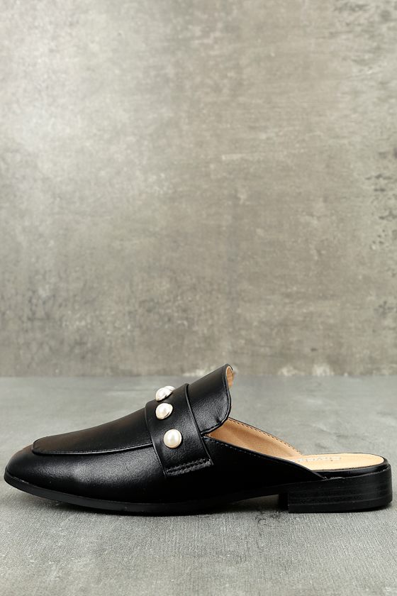 Trendy Loafer Slides Black Loafers Vegan Loafer Slides Lulus