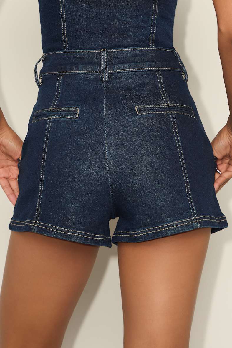 Lyris Dark Wash Denim High-Rise Shorts