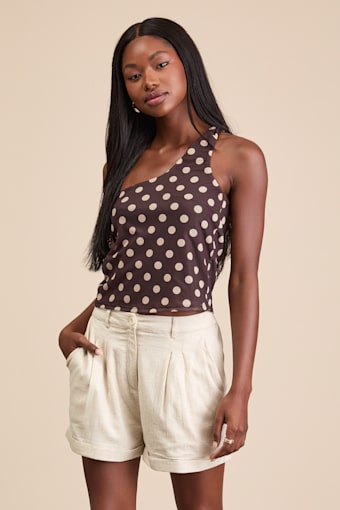 Winford Light Beige Pleated High-Rise Cuffed Shorts 2