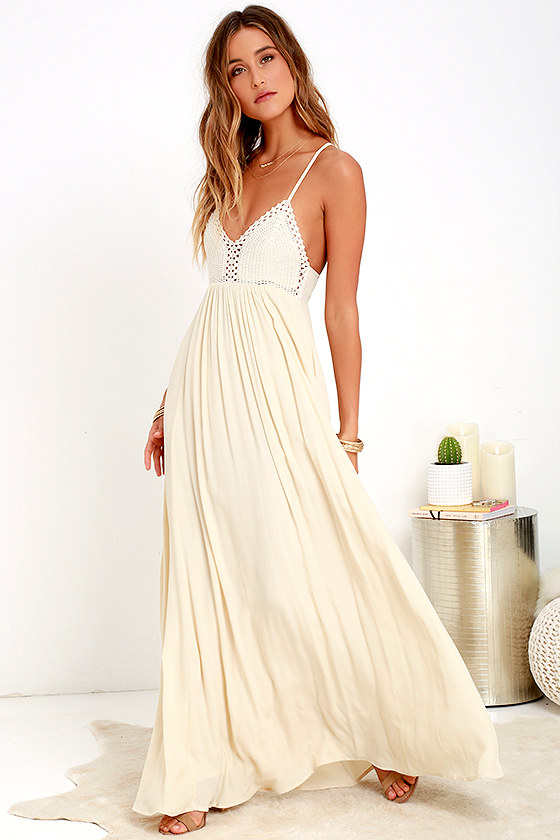 Lovely Cream Dress Maxi Dress Boho Dress 78 00