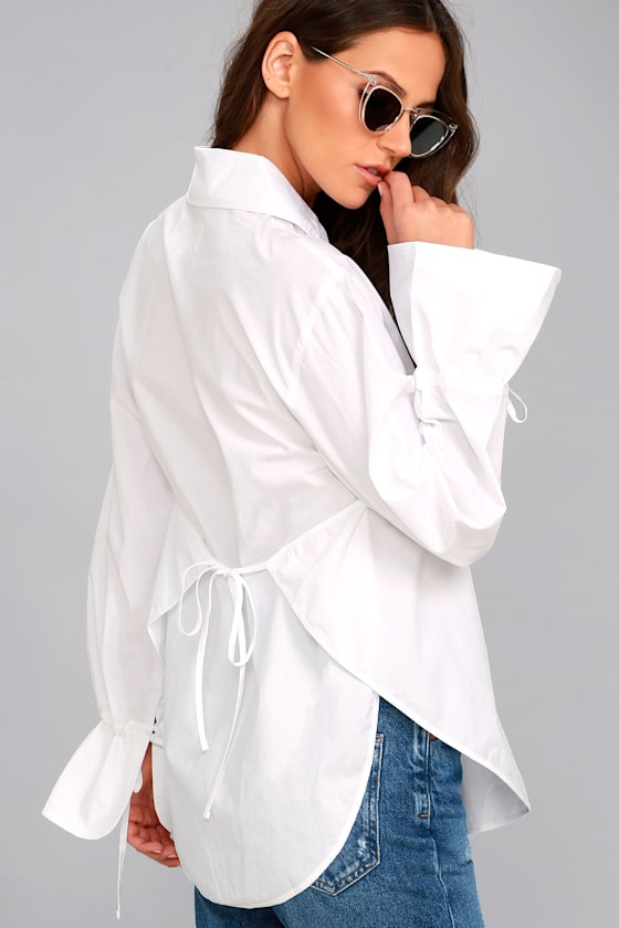 J.O.A. Long Sleeve Top Statement Sleeve Top Blue Top Lulus