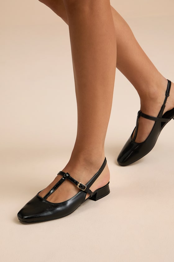 Shai Black Slingback Low Heel Mary Janes 1