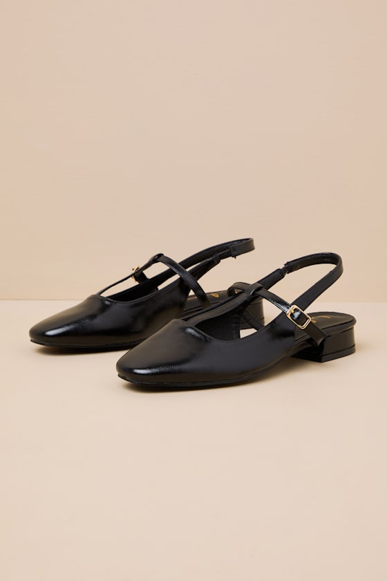 Shai Black Slingback Low Heel Mary Janes 1