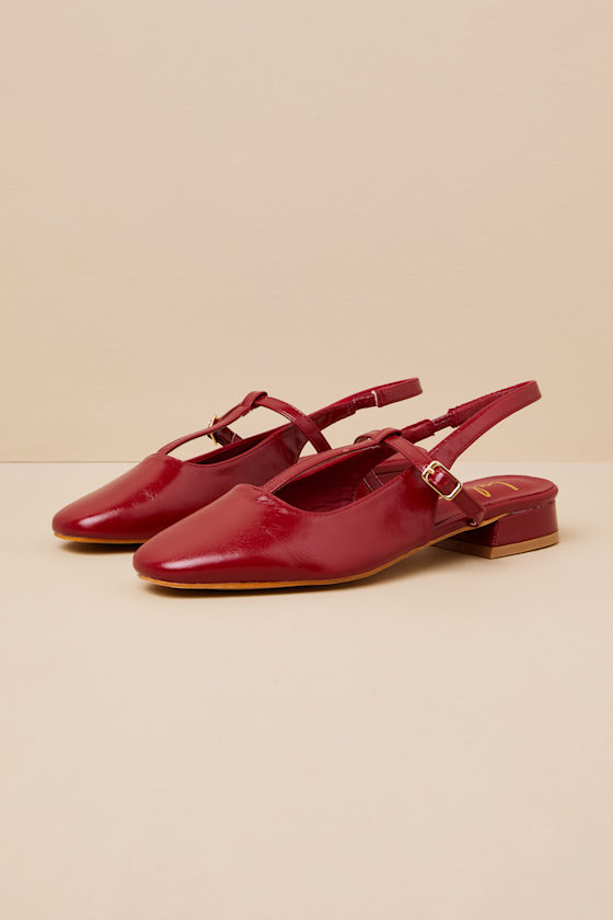 Shai Cherry Slingback Low Heel Mary Janes 1