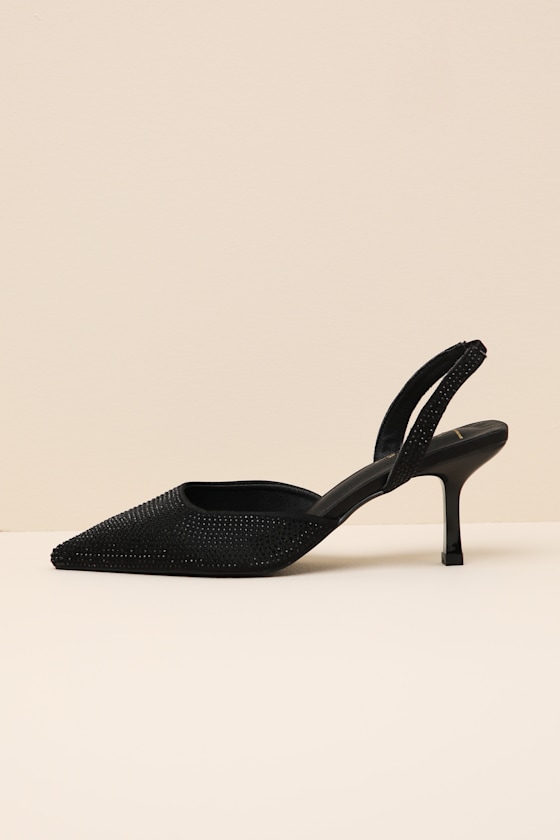 Elmira Black Rhinestone Studded Slingback Pumps 1