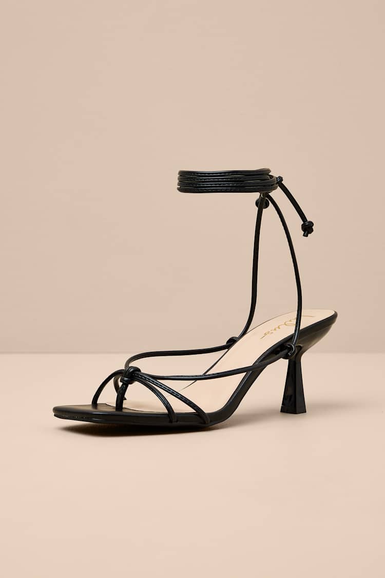Senna Black Strappy Lace-Up High Heel Sandals