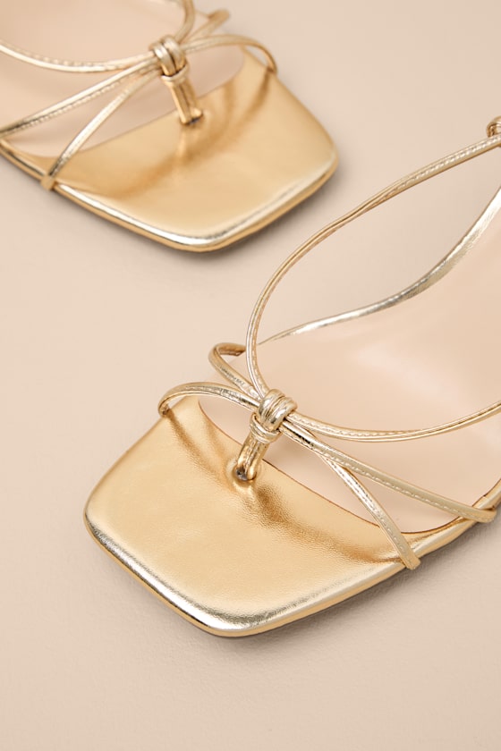 Senna Gold Strappy Lace-Up High Heel Sandals 6