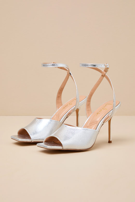 Masha Silver Ankle Strap High Heel Sandals