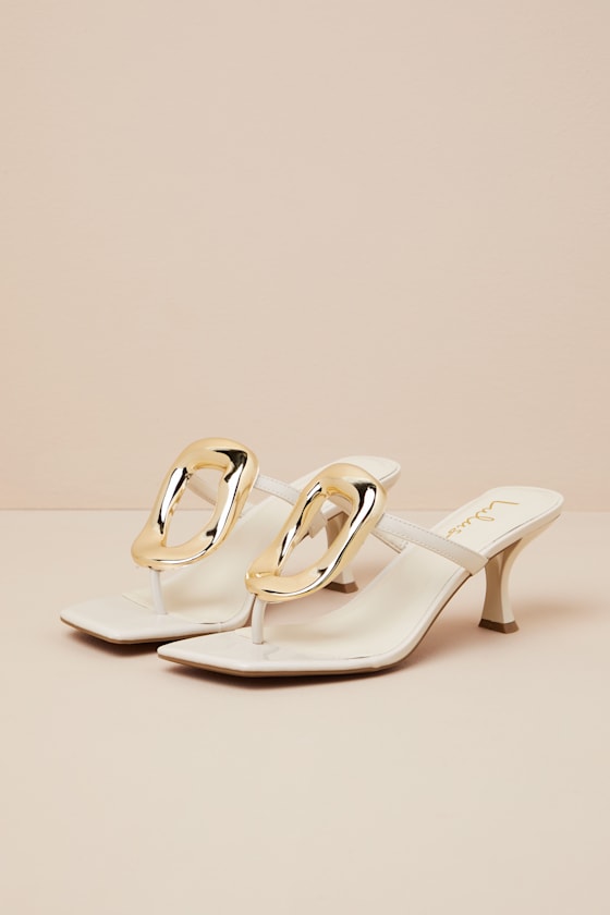 Xenia Bone Embellished Thong High Heel Sandals 2