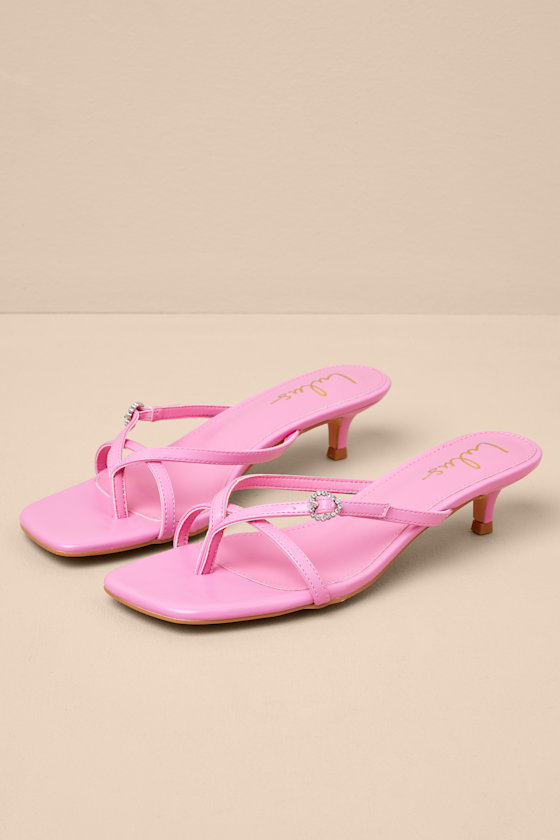 Noreen Bubblegum Pink Thong Kitten Heel Sandals 1