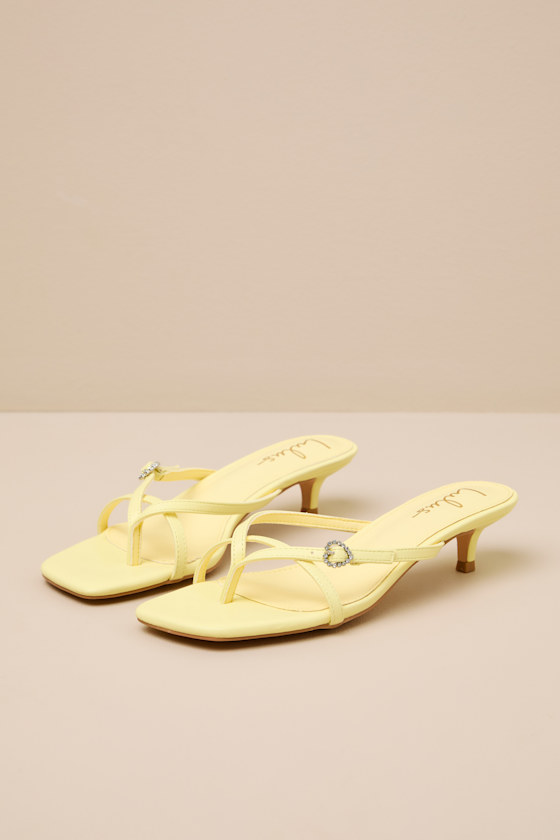 Noreen Celestial Yellow Thong Kitten Heel Sandals 1