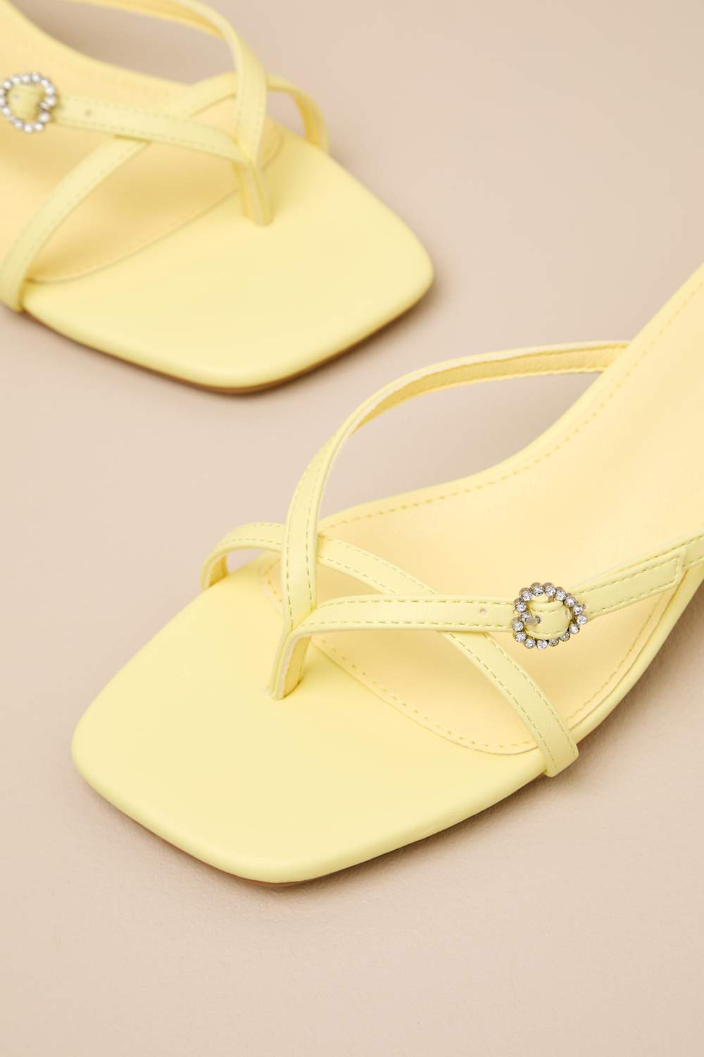 Noreen Celestial Yellow Thong Kitten Heel Sandals