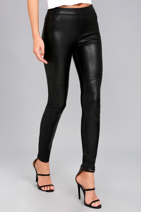 Moto Black Vegan Leather Leggings