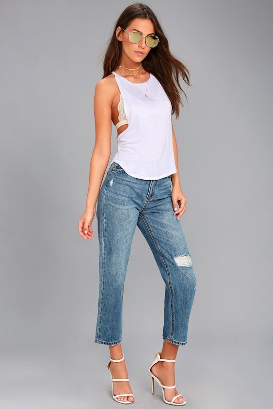 Elated Expression White Tank Top 3