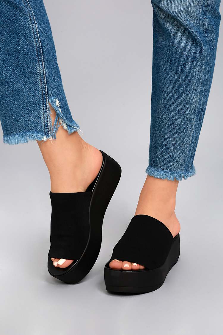 Steve Madden Slinky Slides Steve Madden Slinky Black Platform